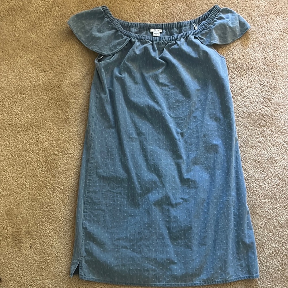 Jcrew off the shoulder denim dress